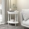 2-tier Oval Side Table With Storage Shelf And Solid Wood Legs